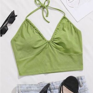 SHEIN Light Green Halter Crop Top